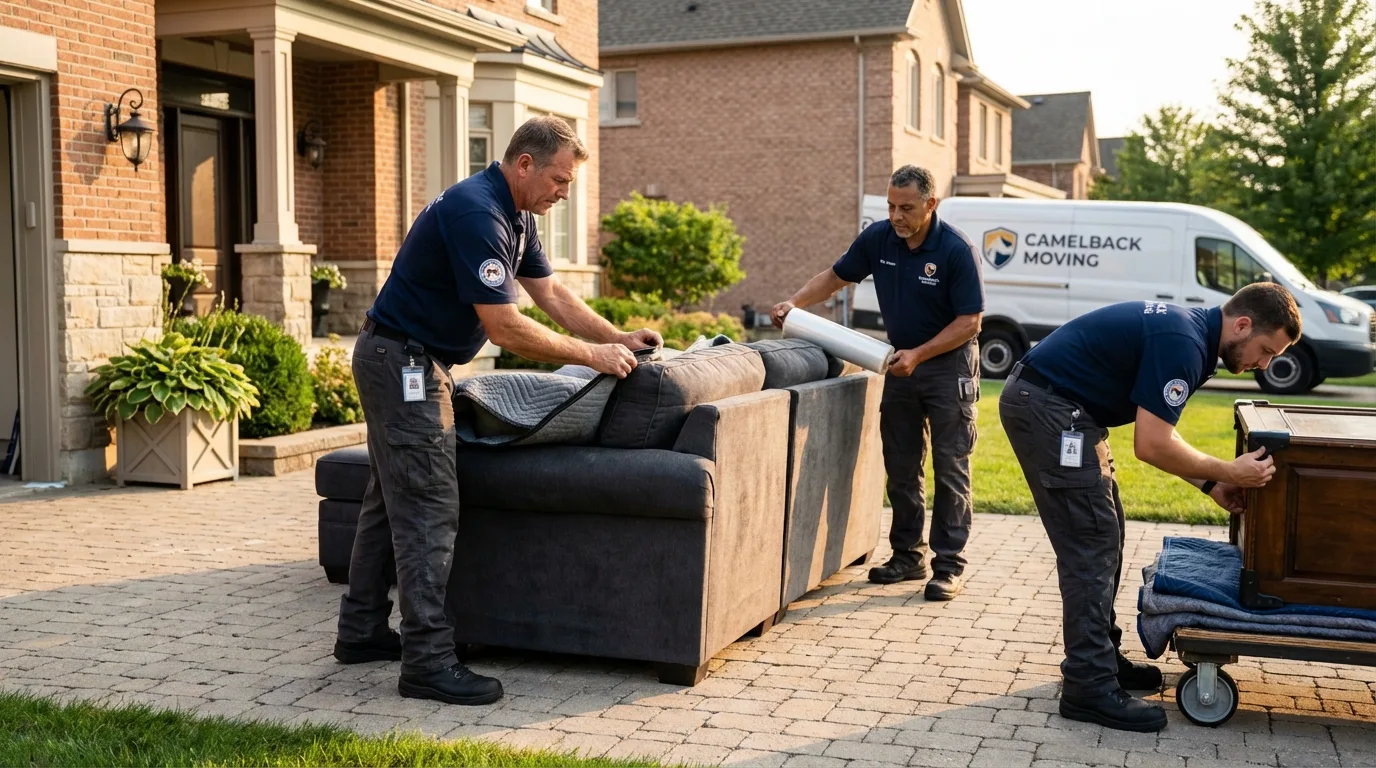 Large estate moving crew wrapping furniture in Muscle Shoals, AL