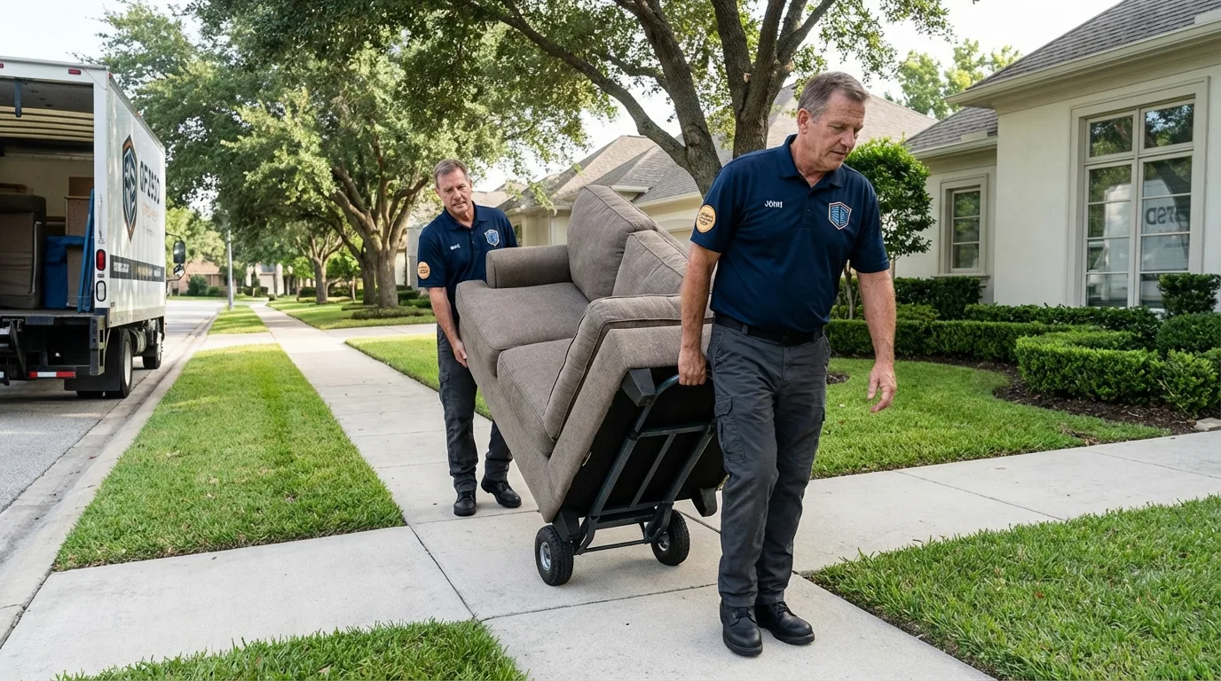 Local residential moving crew loading furniture in Muscle Shoals, AL