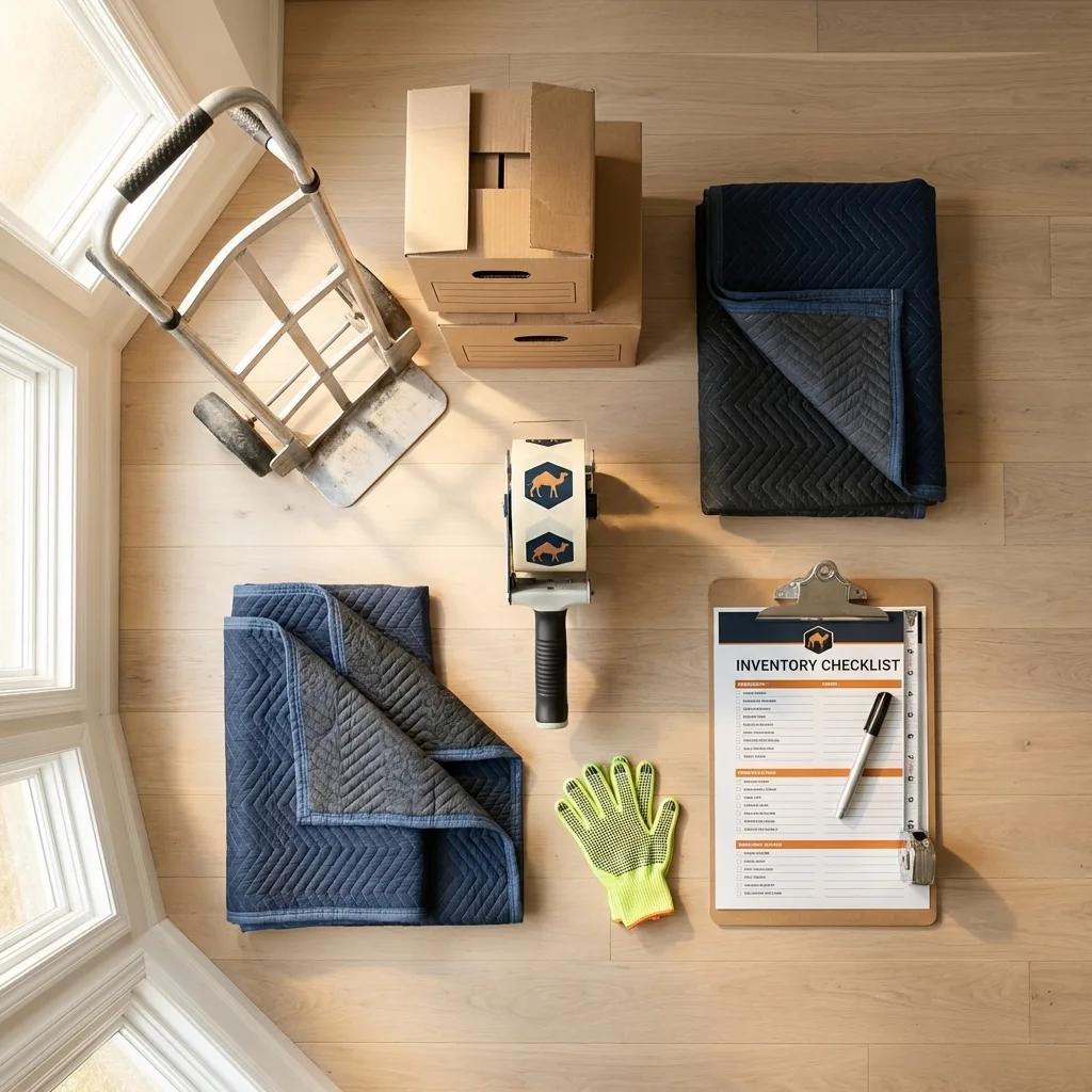 Professional moving supplies and packing materials layout for Muscle Shoals residential relocations